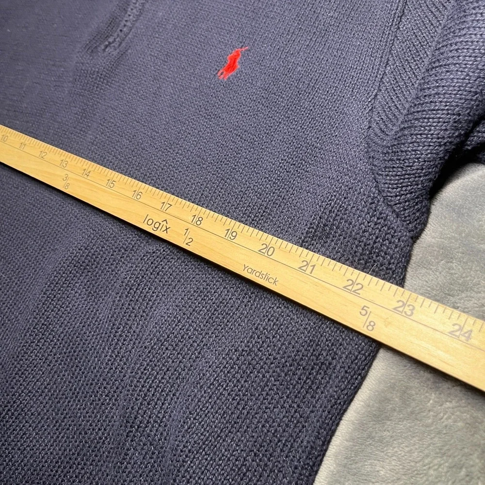 Vintage Polo Ralph Lauren 1/4 Zip Knit Sweater Men's XXL Navy 100% Pima Cotton